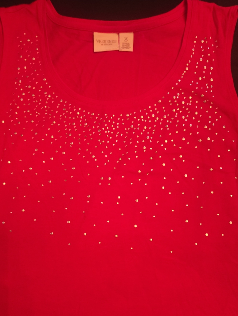 Chico's Size 3 Red Tank Top with Silver Stud Gradient